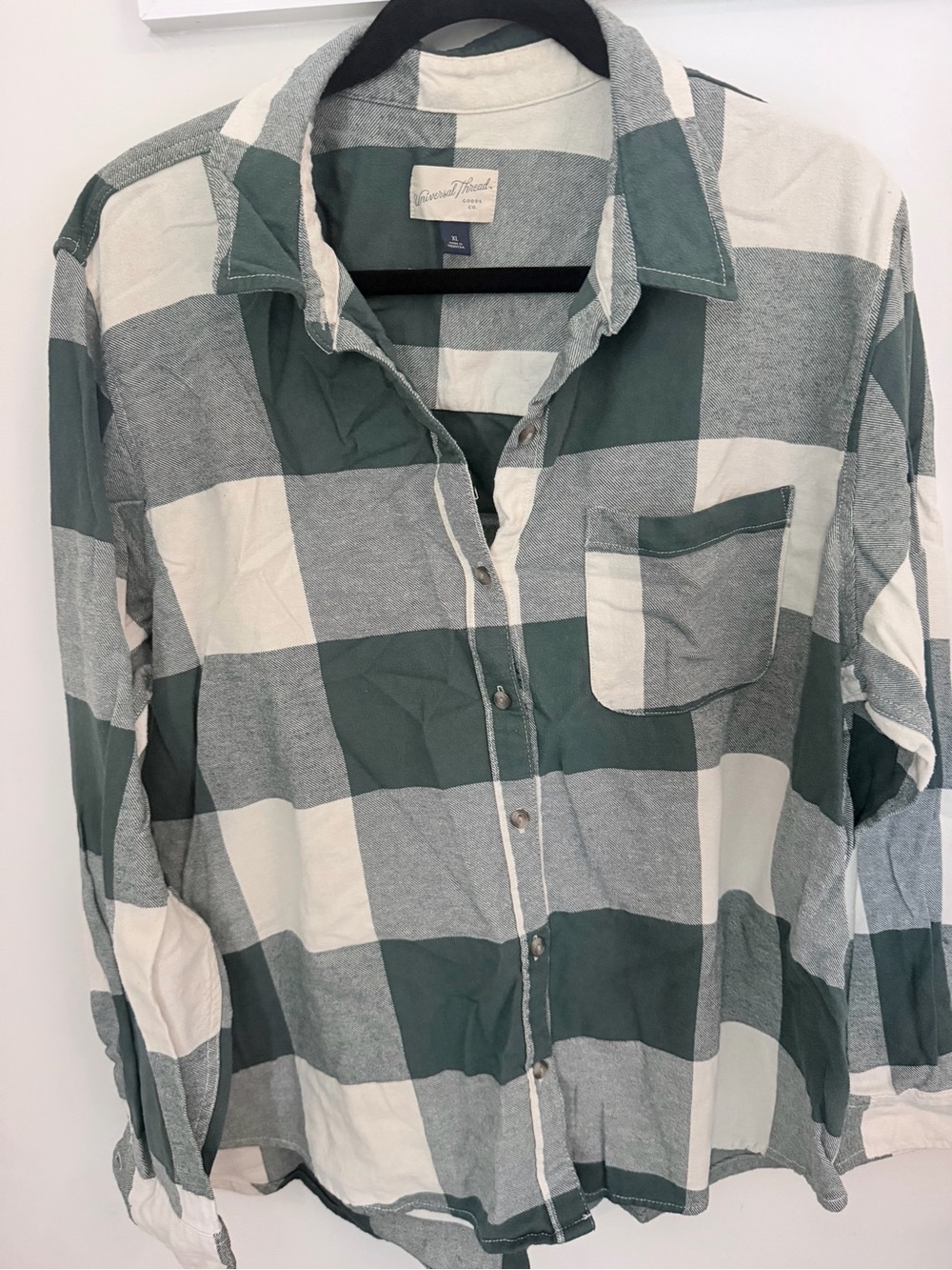 Universal Thread Green and White Large Check Button-Down Shirt